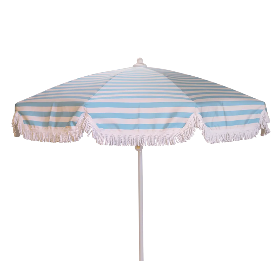 PARASOL Ø250 CM FINITION BAVOLET ET FRANGE BLANCHE