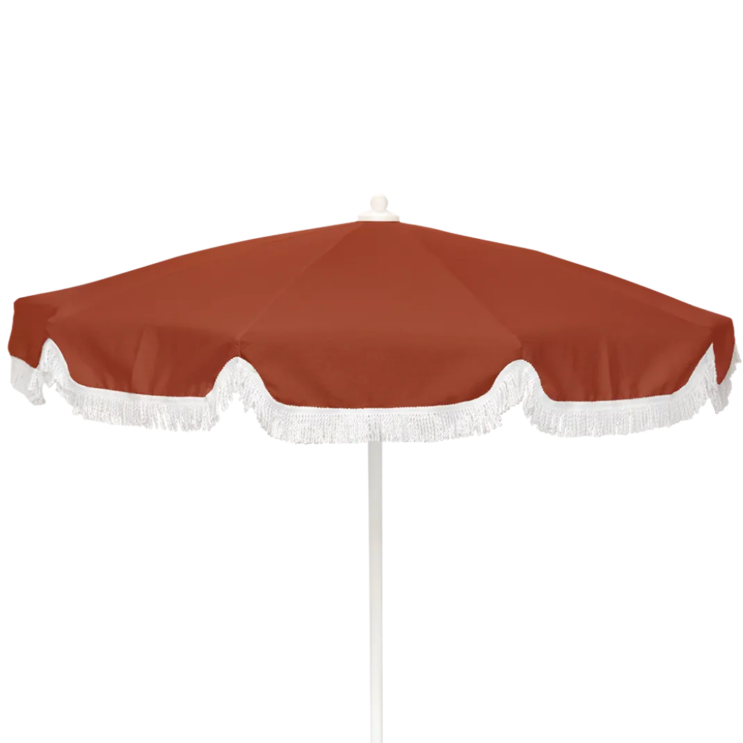 PARASOL Ø250 CM FINITION BAVOLET ET FRANGE BLANCHE