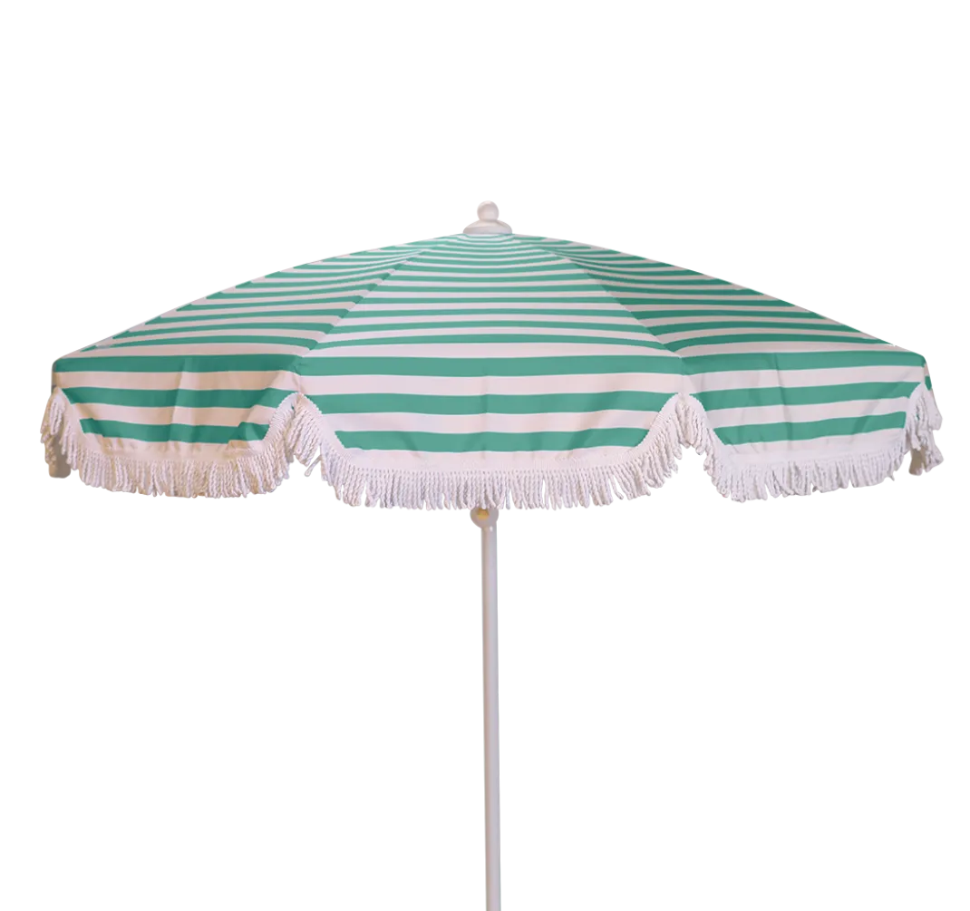 PARASOL Ø250 CM FINITION BAVOLET ET FRANGE BLANCHE