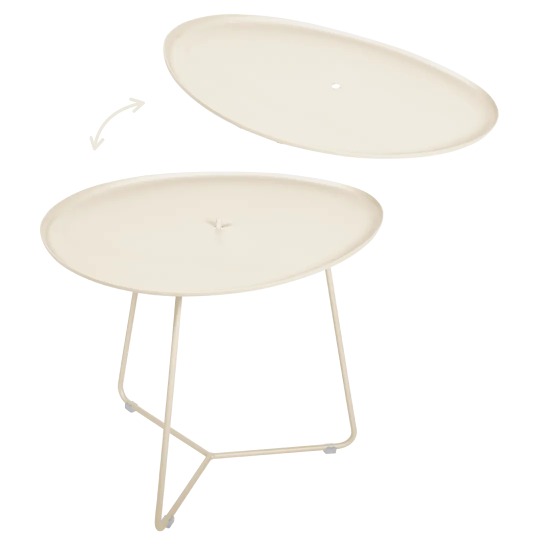 TABLE BASSE OVALE 55 X 44.5 CM, PLATEAU AMOVIBLE