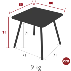 TABLE 4 PIEDS 80 X 80 CM