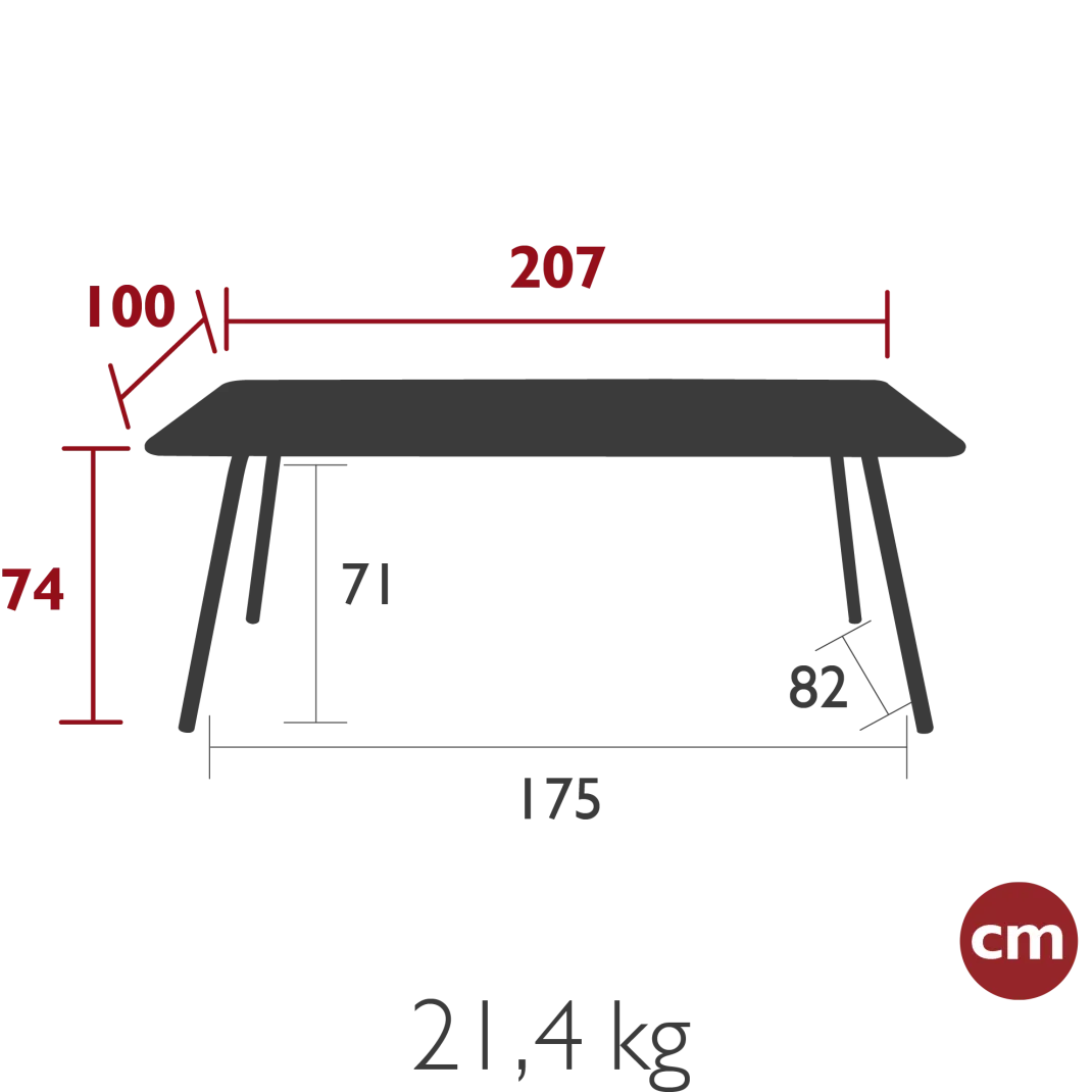 TABLE 207 X 100 CM